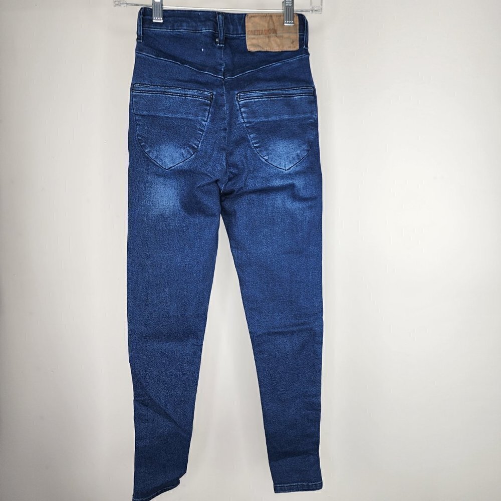 NWT One Teaspoon Preachers High Waist Organic Cotton Snap Cuff Jean Indigo Sz 24 - Picture 11 of 15